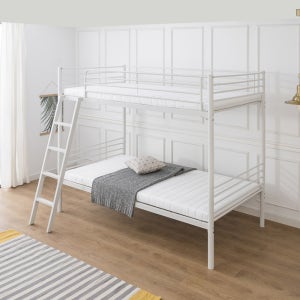 브라보가구 루디 분리형 철제 이층침대 미니 독립 매트리스 2EA, SS(슈퍼싱글), 화이트