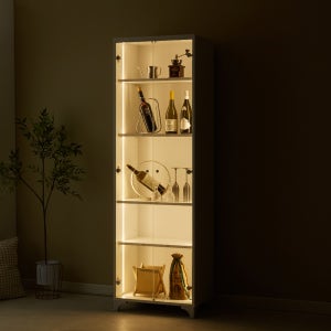 이브릿 장식장 600(화이트) LED진열장 키큰 유리장