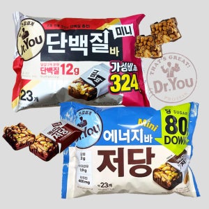 오리온 닥터유 단백질바 미니 324g x 저당 에너지바 미니 324g 다이어트 간식 혼합