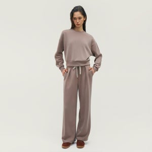 런허 더스트벨벳 여성 세미 와이드 팬츠 핀턱 밴딩