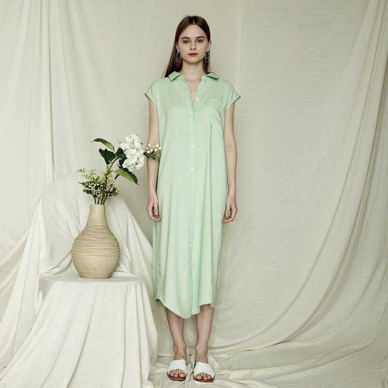 투웨이 셔츠 롱원피스 민트 TWO-WAY SHIRT LONG DRESS MINT