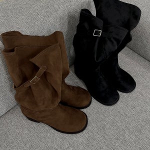 고유 루즈 웨스턴 미디 부츠 (2color) 여성 롤업부츠 레이어드 스웨이드