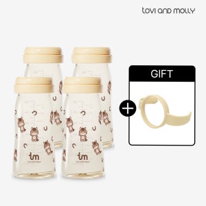 [핸들 1P증정] 토비앤몰리 PPSU 신생아 배앓이 방지 아기 젖병 (젖꼭지 미포함) 280ml, 4개, 마리(바닐라)