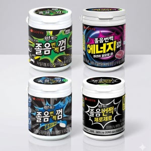 롯데 졸음번쩍껌 제로제로 87g 및 용기 시리즈 오리지널 에너지 울트라파워 4개 선택가능