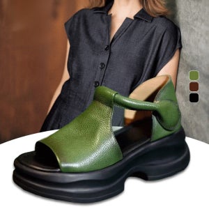 발 모양 교정 플랫폼 웨지 오픈 토 샌들 천연가죽 토오픈여성 여름구두5cm 패션 통굽 샌들 발이 편한 여자 샌들 충격 완화족궁 지지