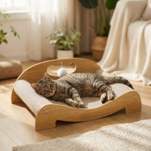 고양이 특대형 초대형 원목 스크레쳐 사각 굴곡 침대