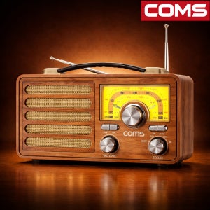 Coms TB600 블루투스 스피커 FM/AM 라디오 휴대용 감성 레트로 디자인