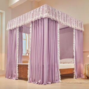 침대 난방텐트 보온 암막 사각 레이스 거실 아래층침대 텐트 이층 우풍 사계절 접이식 외풍