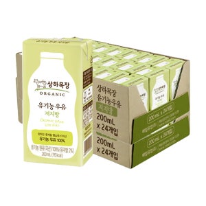 상하목장 유기농 멸균우유 저지방, 200ml, 48개