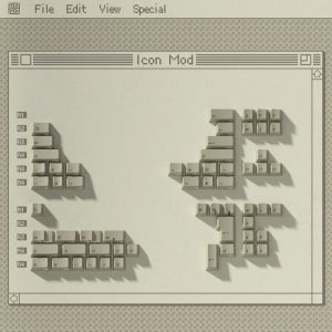 PBTfans 1984 레트로 그레이 이탤릭 염료승화 PBT 키캡 아이콘 모드