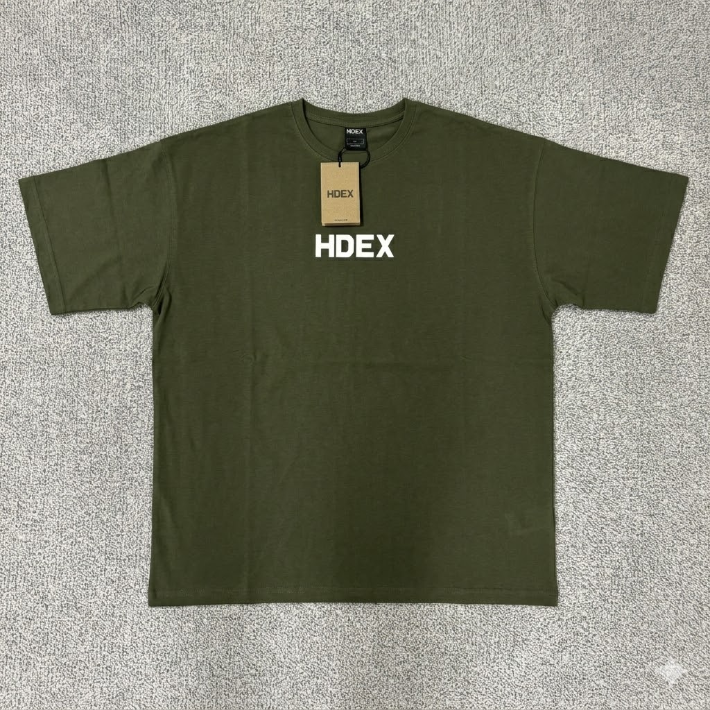 에이치덱스 HDEX 메인로고 오버핏 반팔티 카키