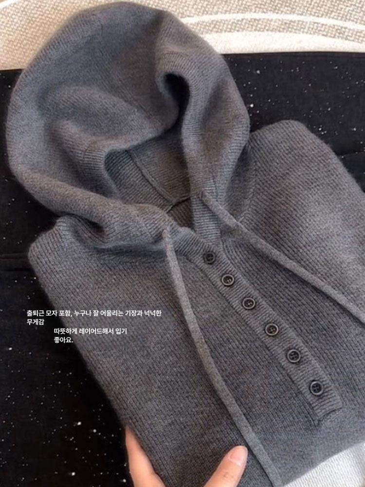 여성 겨울 후드 긴팔 루즈핏 슬림핏 데일리 상의 그레이 M