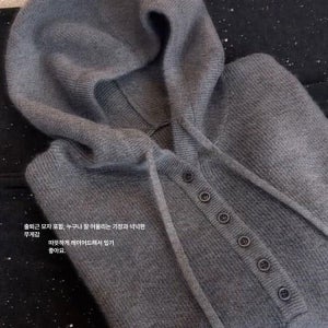 여성 겨울 후드 긴팔 루즈핏 슬림핏 데일리 상의 그레이 M