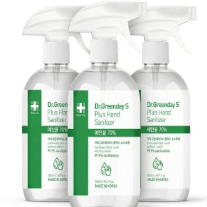 뿌리는 손세정제 닥터그린데이 대용량 손세정 스프레이 리필 에탄올 500ml, 3개