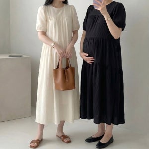 임산부 A라인 캉캉 롱원피스 여름 반팔 빅사이즈 체형커버 하객룩