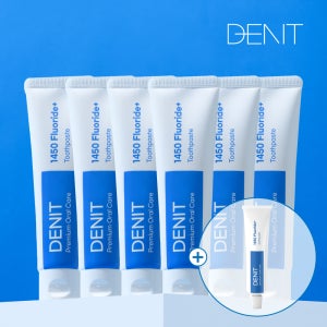덴잇 불소플러스 1450ppm 충치예방 치과 고불소 치약 튜브형 100g, 6개