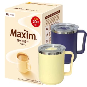[커피선물세트] 맥심 화이트골드 커피믹스 180T+스텐머그