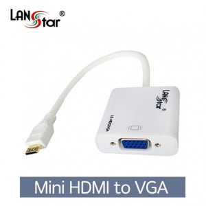 랜스타 Mini HDMI TO VGA컨버터/오디오지원 0.2M