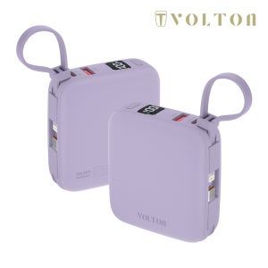 볼트고 8핀 C타입 일체형 LCD 22.5W 고속충전 미니 보조배터리 10000mAh, 라벤더