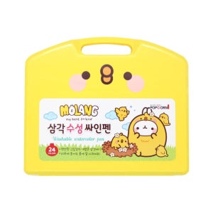 케이스 몰랑 24색 삼각 3개 싸인펜 세트 24색 사인펜 세트 단체선물 판촉물 몰랑 삼각 싸인펜