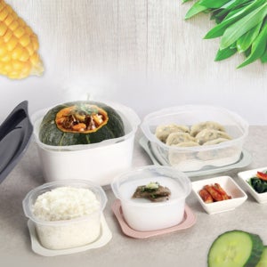 국산 대용량 찜기 1600ml 채반 용기 포함 6종 전자레인지 3호