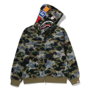베이프 후드집업 STA OVER PRINT 1ST CAMO MESH SHARK CROPPED FIT FULL ZIP HOODIE 1M30-115-310