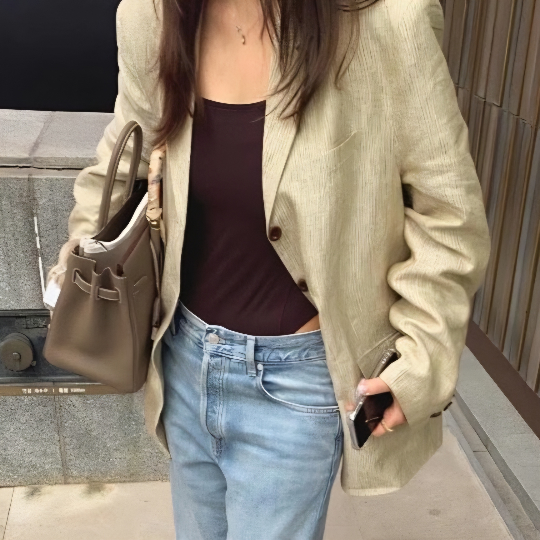 프렌치 무드 린넨100 루즈핏 싱글 자켓 투어바웃