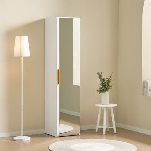 400 틈새수납장 가로 40cm 높이180cm 다용도수납장 코너장 선반장 우디400거울형/옷봉형, 5단, 화이트