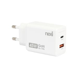 넥시 45W 초고속 충전기 듀얼 USB PD3.0 PPS GaN 화이트