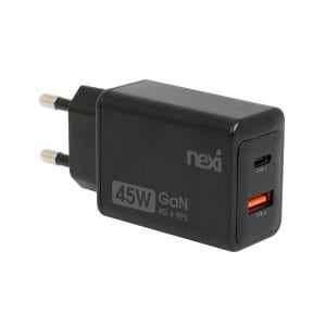 넥시 45W 초고속 충전기 듀얼 USB PD3.0 PPS GaN 블랙