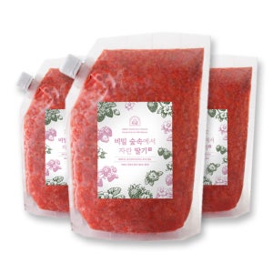 비밀숲속 딸기청 냉동 국산 수제 카페 라떼 납품 대용량 1kg, 3개