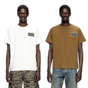 디젤 반팔 T-NORM-T3 카모플라주 패치 남성 반팔티 화이트 XS