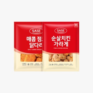 사세 매콤점보닭다리 1.3kg 1봉+순살치킨가라게 1kg 1봉