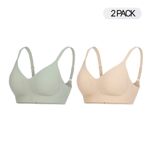 [2pack] 실키 심리스 브라 패드일체형 노와이어 후크브라 2매입
