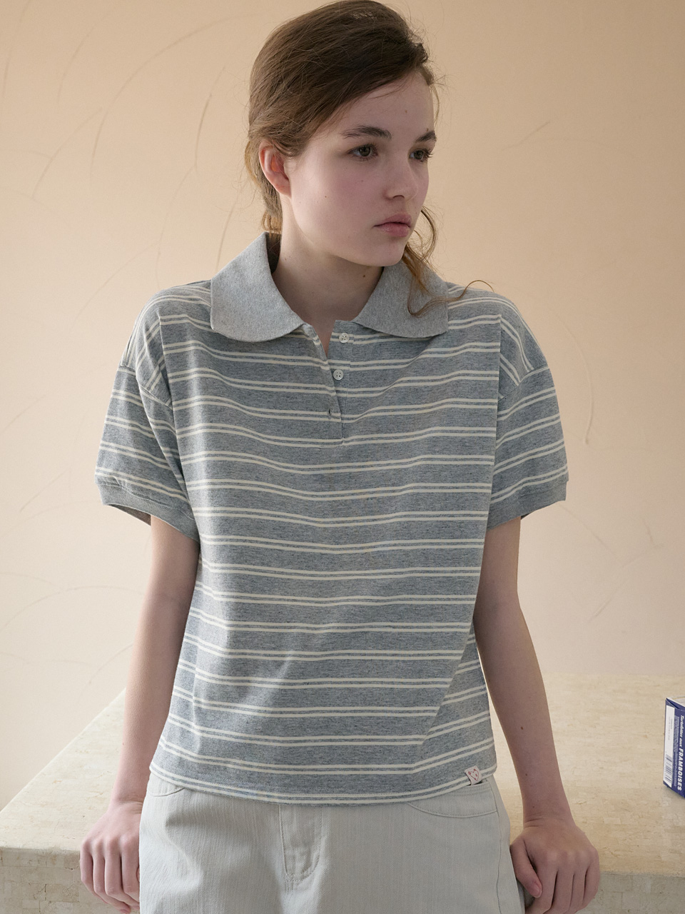 [엘씨브이] [2차] STRIPE POLO COLLAR T-SHIRT_GRAY
