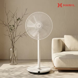 한일 무소음 저소음 조용한 거실 가정용 스탠드형 선풍기 화이트(35cm_9엽날개)