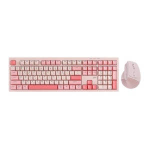 지클릭커 오피스프로 WMK580 사일런스 M RGB 무소음 무선 블루투스 키보드 버티컬 마우스 세트 108 Pink
