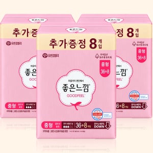 좋은느낌 생리대 울트라슬림 중형 36+8매 X 3팩