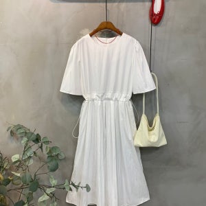 (77가능,오늘출발)오터 바스락 스트링 플레어 반팔 롱 원피스 3color C