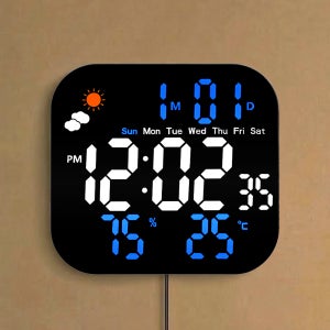 레토 무소음 LED 벽시계 디지털 벽걸이 시계 알람 자동밝기 날짜 요일 온습도