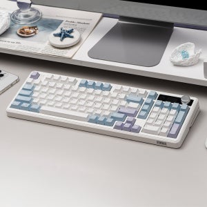 에포메이커 TH99 PRO 유무선 기계식 게이밍 키보드 PBT 이중사출 화이트 블루, 저소음 바다소금축