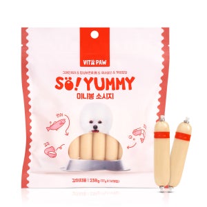 비타파우 강아지 소세지 휴먼그레이드 애견 간식 미니봉 소시지 14개입 연어+크릴, 238g, 1개