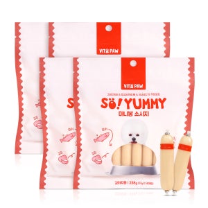 비타파우 강아지 소세지 휴먼그레이드 애견 간식 미니봉 소시지 14개입 연어+크릴, 238g, 4개