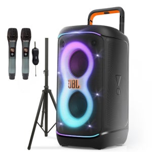 JBL 파티박스 520 블루투스 스피커 파티용 블랙+무선 마이크+스탠드