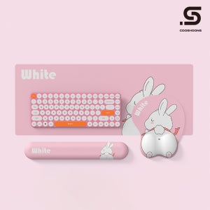 쿠슝 팜레스트 키보드 손목받침대 마우스 장패드 세트 토끼, 3종