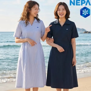 네파 반팔티 원피스 여성 시어서커 아이스 카라넥 경량
