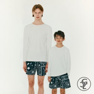 지클레프 FAMILY 아빠와 아들 금관 수막새 트렁크 래쉬가드 리조트 수영복 NAVY