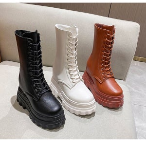 여성워커 부츠 키높이 스탠딩화 통굽 9.5cm 화이트