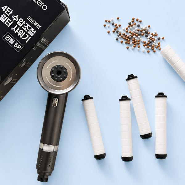 이브제로 미네랄 향균 필터 샤워기 헤드 온오프 4단 수압조절