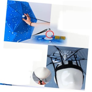 별별마켓 2단 우산모자 중형 블루 헤드밴드 휴대용 낚시